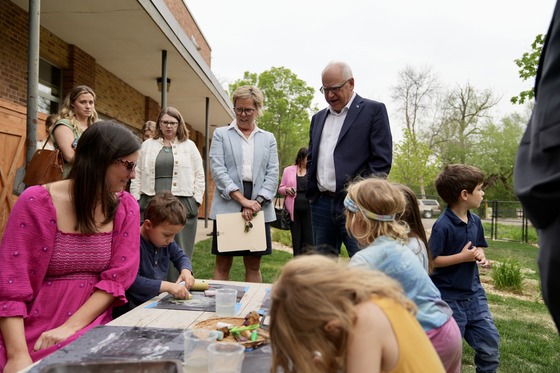 Governor Walz tours an outdoor classroom at a child care facility in Minnetonka