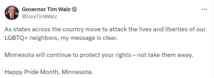 Governor Walz tweet 