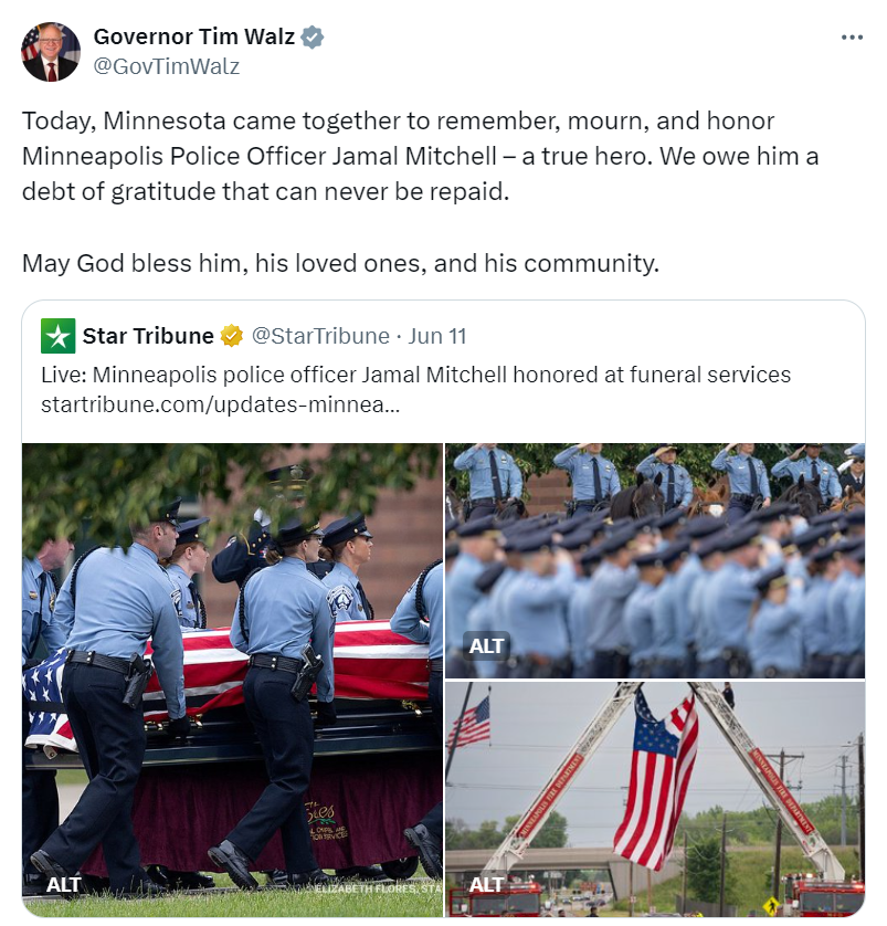 Governor Walz honors the life and service of Officer Jamal Mitchell