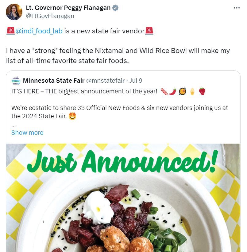Lt. Governor Flanagan celebrates new State Fair Foods