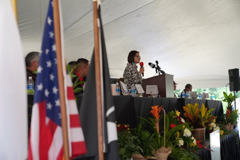 Lt. Governor Flanagan speaks at the Leech Lake land restoration