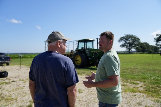 Governor Walz meets with Matt Kruger on his family farm in Pine Island