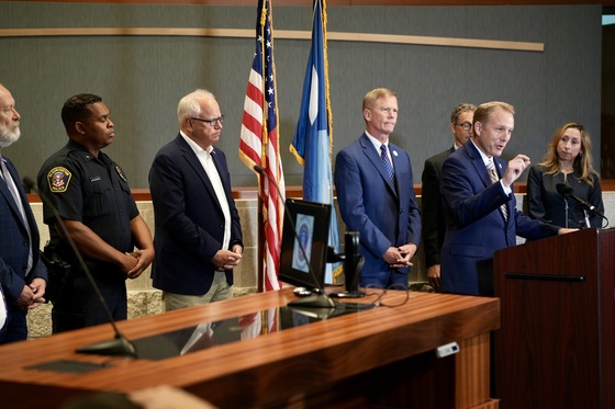 BCA Superintendent Drew Evans speaks at Bloomington City Hall