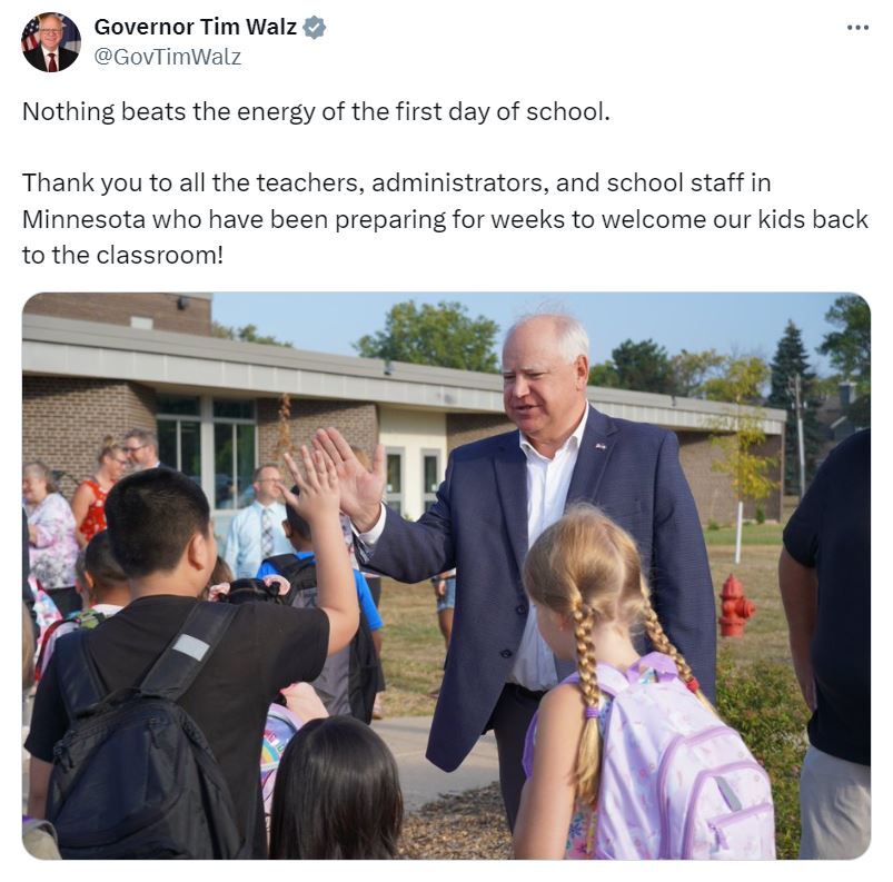 Governor Walz welcomes Minnesota students back to school