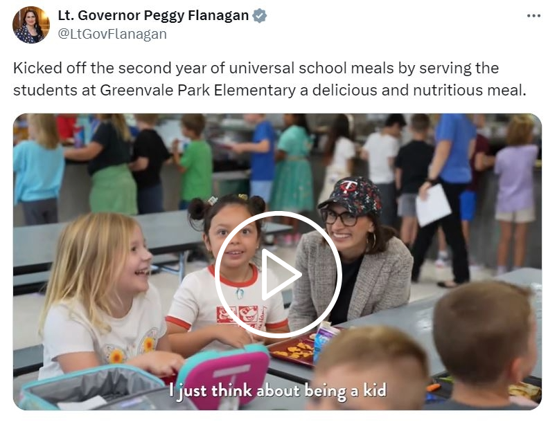 Lt. Governor Flanagan serves lunch to students at Greenvale Park Elementary