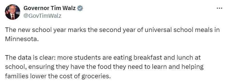 Governor Walz celebrates the second year of universal school meals