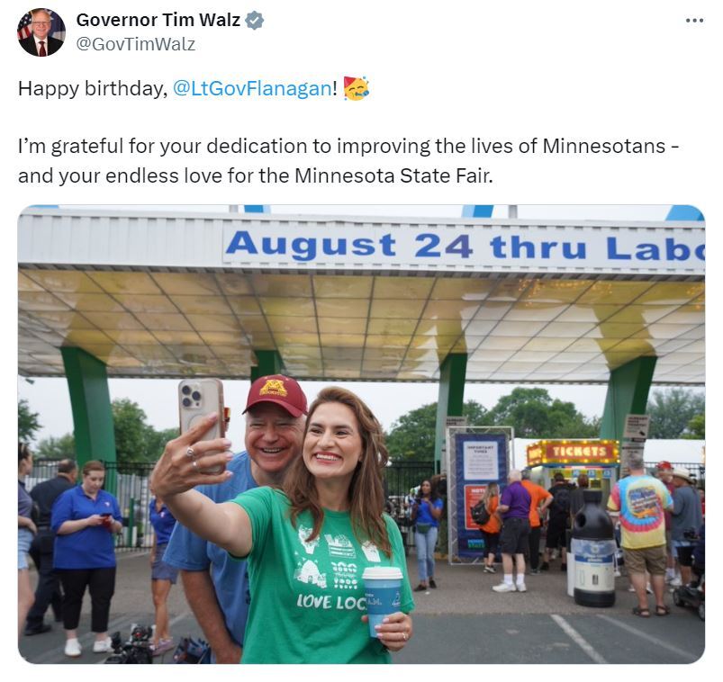 Governor Walz wishes Lt. Governor a happy birthday