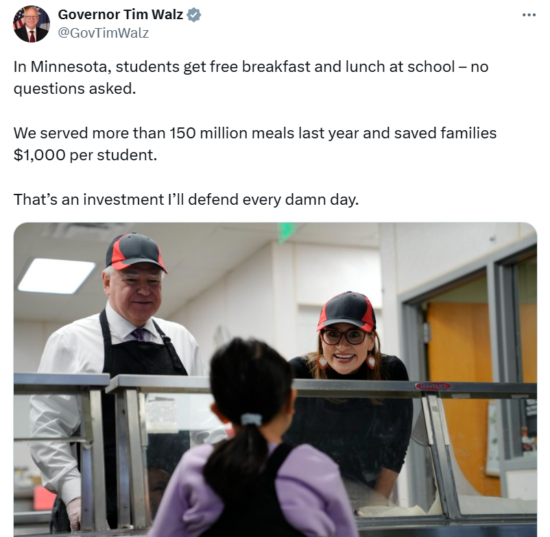 Governor Walz celebrates success of universal school meals