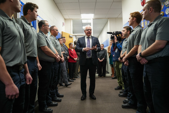 Governor Walz speaks to cadets at Hennepin Technical College