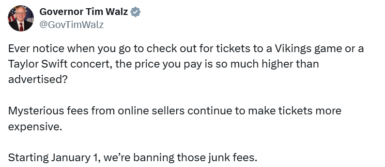 Governor Walz highlights new law banning junk fees