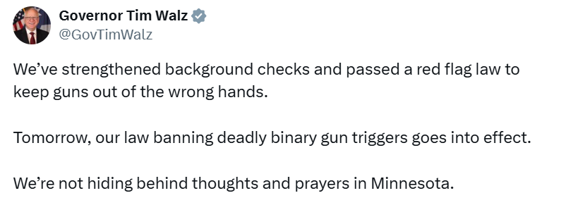 Governor Walz highlights new law banning binary triggers