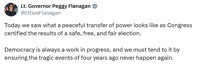 Lt. Governor Flanagan highlights peaceful transfer of power as Congress certified 2024 election results