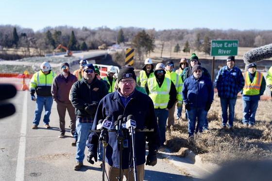 Governor Walz announces his 2025 Infrastructure Plan at the Rapidan Dam in Mankato