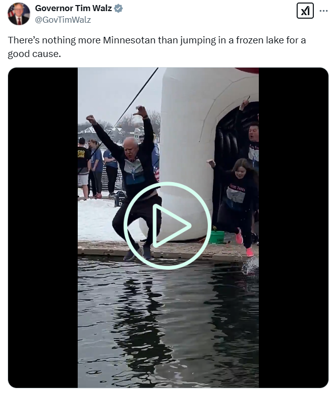 Governor Walz takes the Polar Plunge at Prior Lake