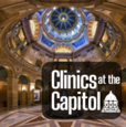 Clinics at the Capitol over a photo of the state capitol.
