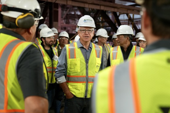 Governor Walz tours the site Mesabi Metallics' new mining project on the Iron Range
