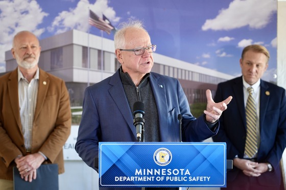 Governor Walz gives remarks at the Mankato BCA Facility groundbreaking