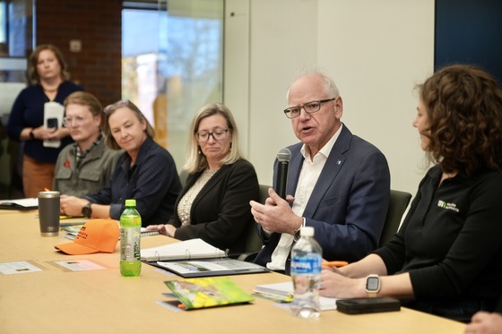 Governor Walz speaks at a roundtable discussion with hunters and conservationists ahead of the Deer Hunting Opener