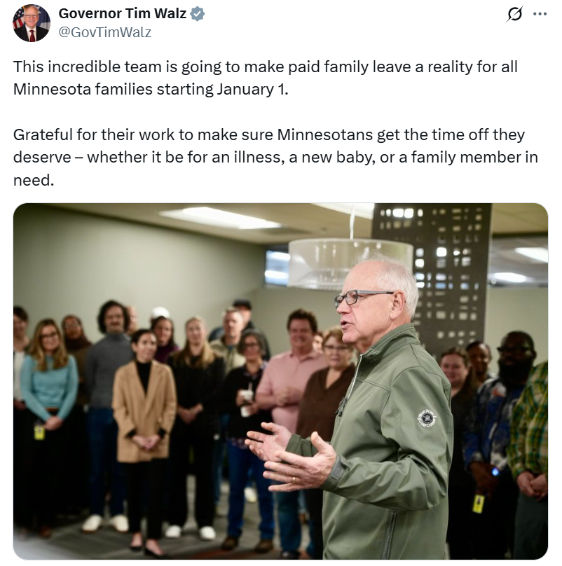 Governor Walz gave a surprise visit to the team working to implement Paid Family and Medical Leave on January 1