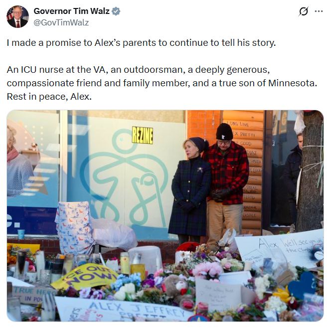 Governor, First Lady Walz visit site of Alex Pretti's memoerial