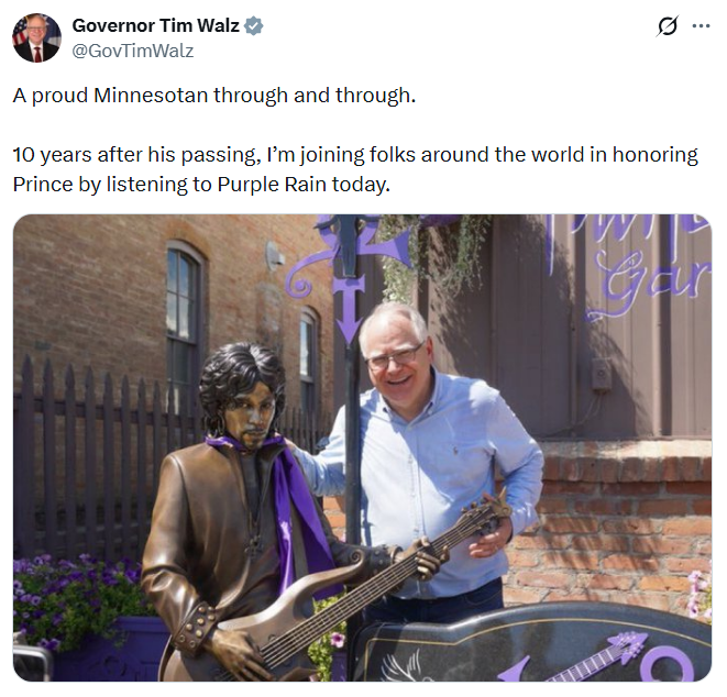 Governor Walz honors Prince 10 years after his death