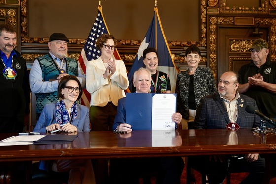 Governor Walz, Lieutenant Governor Flanagan sign land transfer with Fond Du Lac at the University of Minnesota