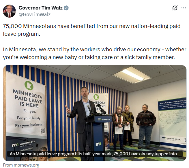Governor Walz highlights success of Minnesota's paid family leave program