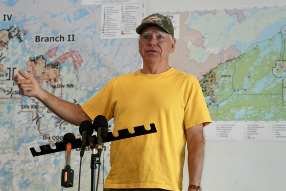 Governor Walz speaks to the press about ongoing wildfires in Ely