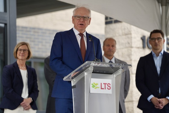Governor Walz speaks at the LTS groundbreaking in West St. Paul