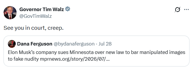 Governor Walz highlights Elon Musk's attempt to reverse Minnesota's anti AI nudity law