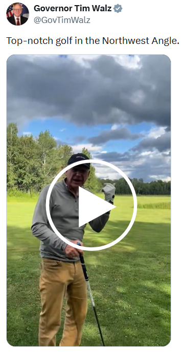 Governor Walz plays a hole at the Northwest Angle golf course