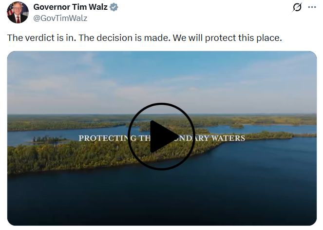 Governor Walz speaks about his executive action to protect the BWCA