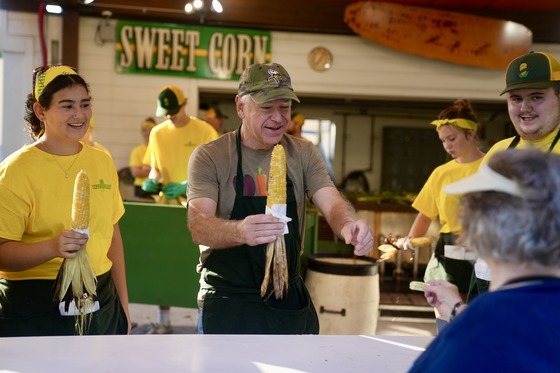 Governor Walz serves Minnesotans at the Corn Roast
