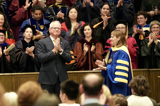 Students, faculty applaud Governor Walz following his address at Carleton College