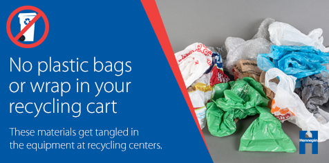 No plastic bags in recycling bin