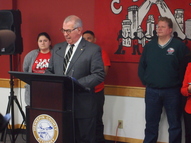 Mike Freeman at press conference at  CTUL announcing charged in Batres' case