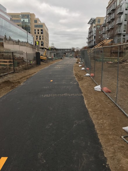 Temporary trail on the Midtown Greenway at Fremont Avenue