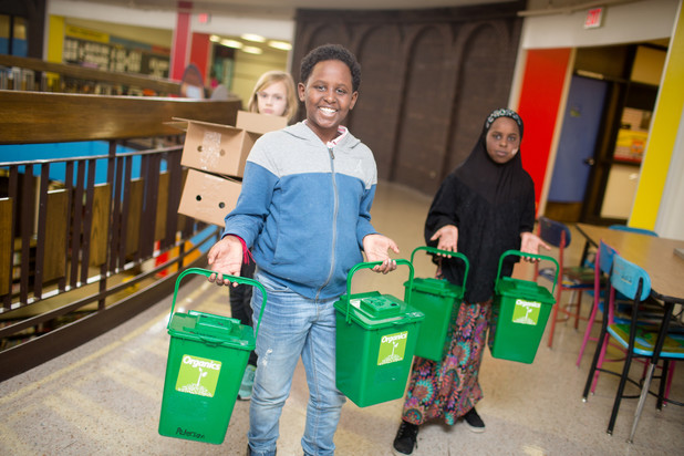 image showing students recycling