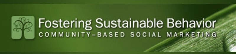 green banner that reads "fostering sustainable behavior change"