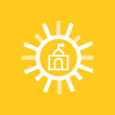 Yellow and white solar schools logo
