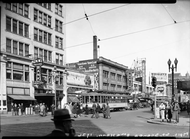 1936 photo of hennepin ave and 8th st 