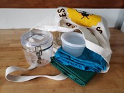 Grocery shopping kit with reusable bags and containers
