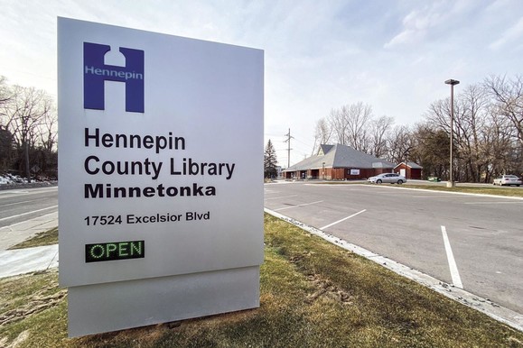 Sign of Hennepin County Library in Minnetonka