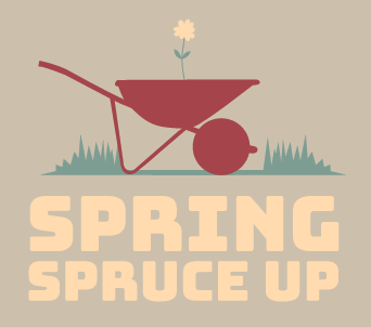 Wheelbarrow image and words: Spring Spruce Up