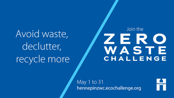 Graphic that says reduce waste, declutter, recycle more join the Zero Waste Challenge