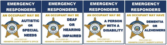 Set of four emergency stickers