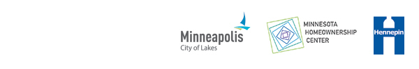 Minneapolis city of lakes, Minnesota homeownership center, Hennepin County logos