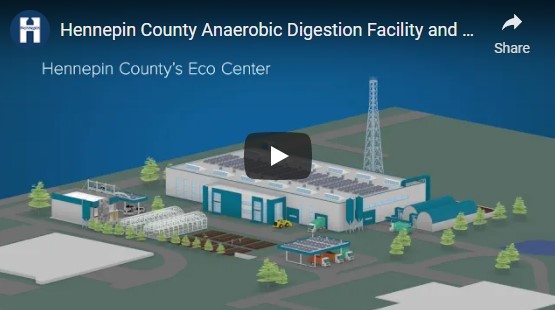 Screenshot of anaerobic digestion facility video with sketch of Hennepin County Eco Center