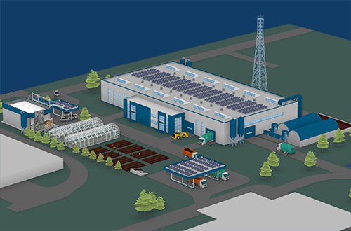 Illustration of proposed anaerobic digestion facility and Eco Center