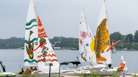 Sail boats with AIS imagery painted on their sails
